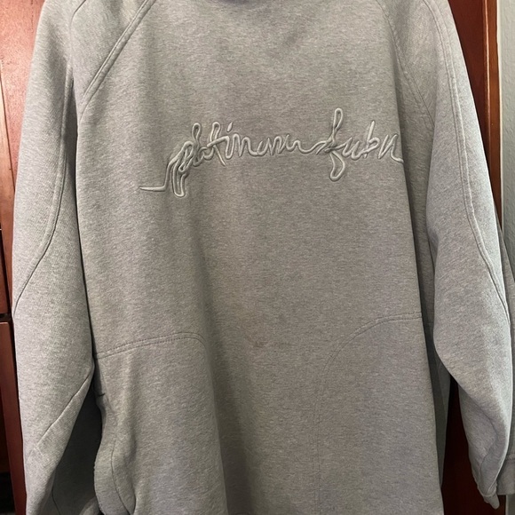 Y2K Platinum Fubu Sz L Spell Out Logo Gray Hoodie Sweatshirt - Picture 5 of 10